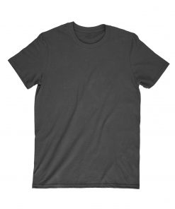 front of a blank black t-shirt