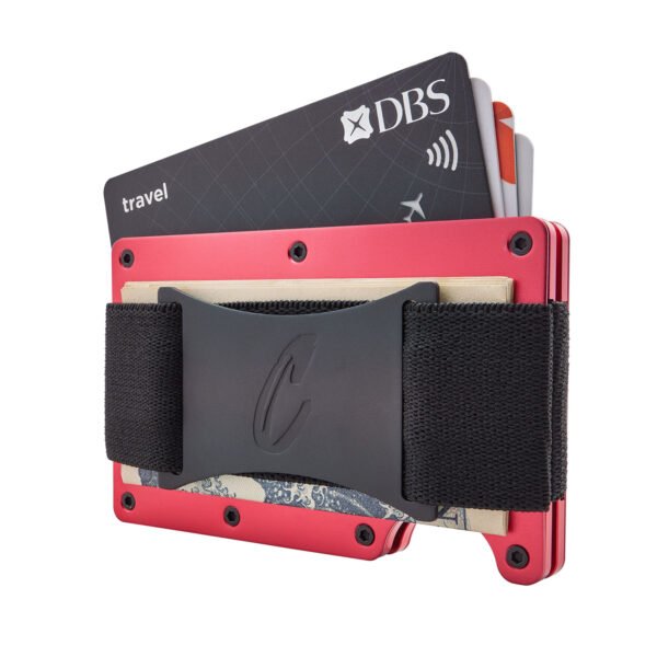 AeroCase™ by Custom Creative - slim wallet - red - strap - cash and cards