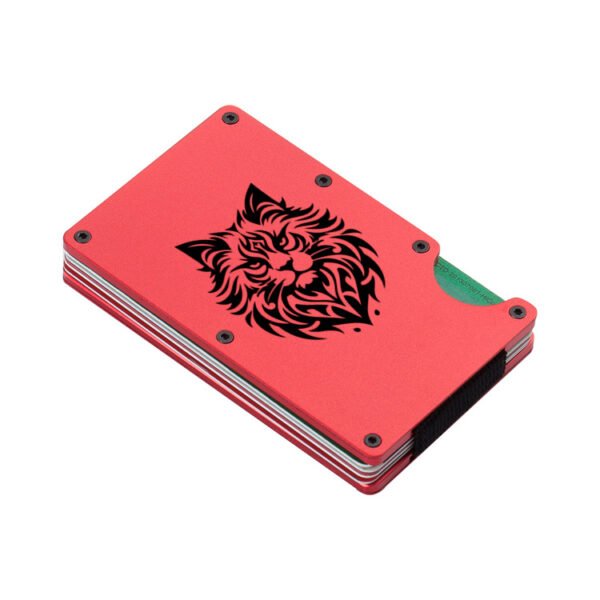 laser engraved cat red ridge wallet