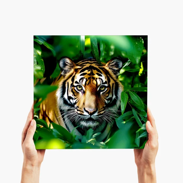 tiger in the shadows - big square in hands